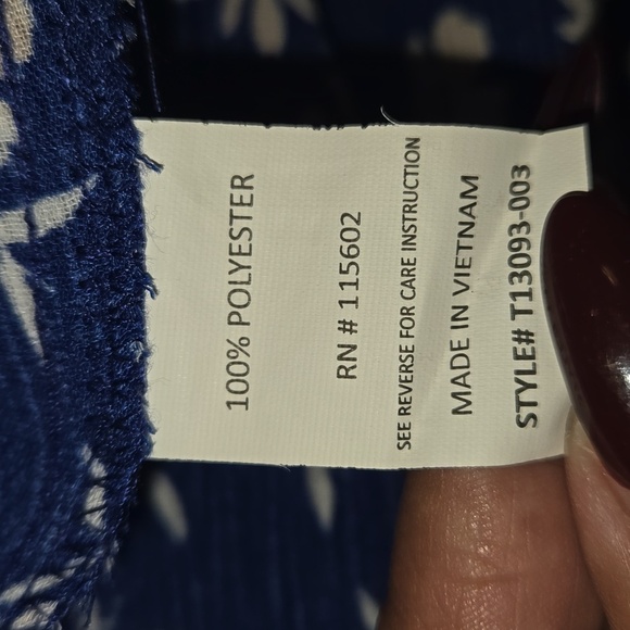 Lush Women's Floral Print Boho Bell Sleeves Blouse Blue Size Small - Picture 7 of 8